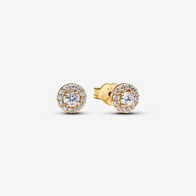 Round Pav&eacute; Halo Stud Earrings