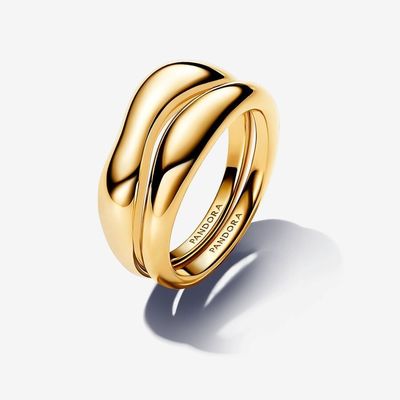 Organically Shaped Stacking Rings Gold Plated