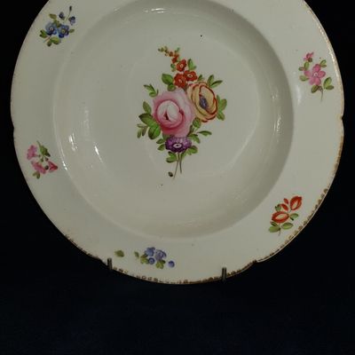 Early Derby Plate, Billingsley, Painted Flowers,18th C