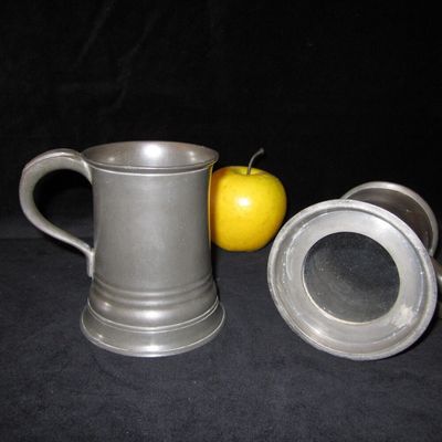 Pair Of Pewter Tankards With Glass Bases