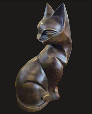Bronze of a sitting Cat