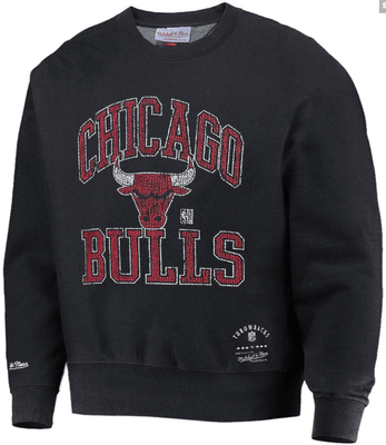 Mitchell and Ness Faded Black Crew Chicago Bulls