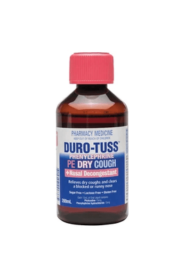 Duro Tuss PE Dry Cough Plus Nasal Decongestant 200ml - INSTORE CONSULTATION REQUIRED