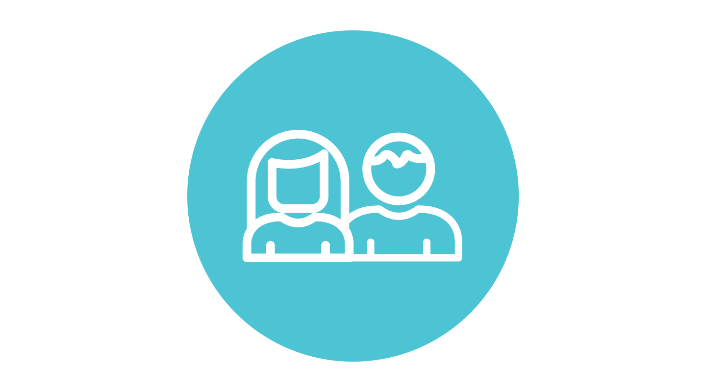 Small round icon of a man and woman