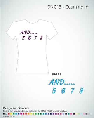 Dance Tshirt printed with &quot;Counting In&quot; design