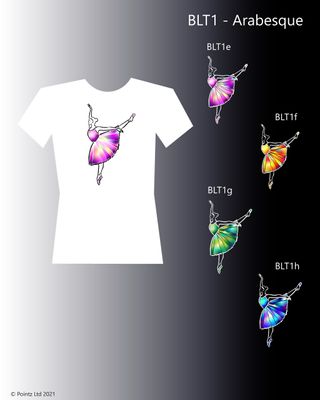 Ballet Tshirt printed with &quot;Arabesque&quot; Design