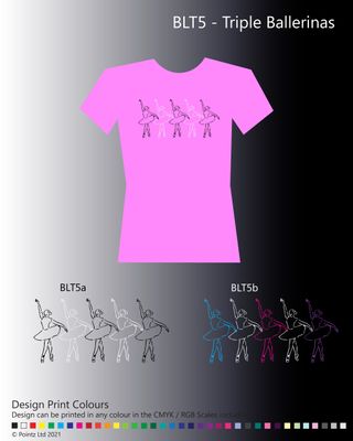 Ballet Tshirt printed with &quot;Triple Ballerinas&quot; Design