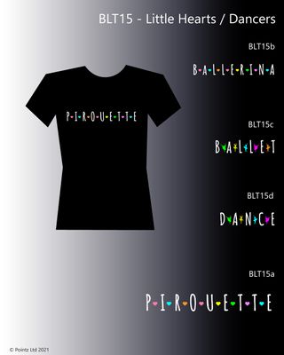 Ballet Tshirt printed with &quot;Little Hearts or Dancers&quot; Design