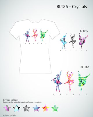 Ballet Tshirt printed with &quot;Multi Crystal Dancers&quot; Design