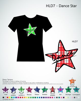 Highland Dance Tshirt printed with &quot;Dance Star&quot; design