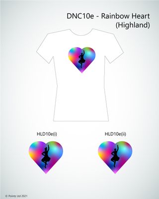 Dance Tshirt printed with &quot;Rainbow Heart - Highland&quot; design