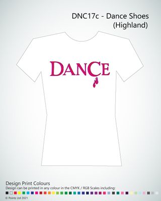 Dance Tshirt printed with &quot;Dance Shoes - Highland&quot; design