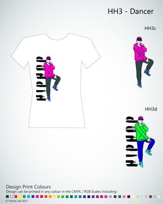 HipHop Tshirt printed with a variety of &quot;Hiphop Dancer&quot; design