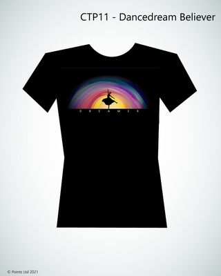 Contemporary Dance Tshirt printed with &quot;Dancedream Believer&quot; design