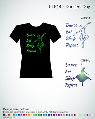 Contemporary Dance Tshirt printed with &quot;Dancers Day&quot; design