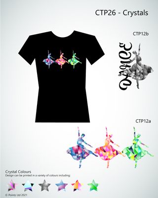 Contemporary Dance Tshirt printed with &quot;Crystals&quot; design