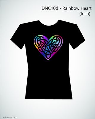 Dance Tshirt printed with &quot;Rainbow Heart (Celtic)&quot; design