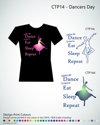 Contemporary Dance Tshirt printed with &quot;Dancers Day&quot; design