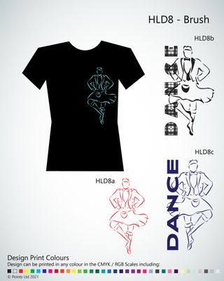 Highland Dance Tshirt printed with &quot;Brush&quot; design