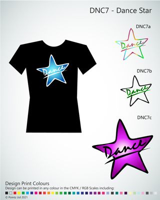 Dance Tshirt printed with &quot;Dance Star&quot; design