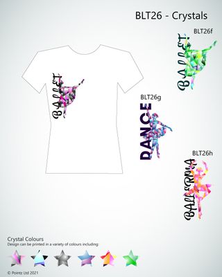 Ballet Tshirt printed with &quot;Crystals with Title&quot; Design