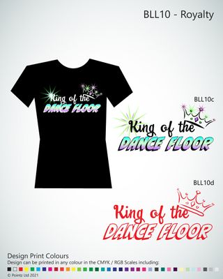 Ballroom Tshirt printed with &quot;King of the Dance Floor&quot; Design