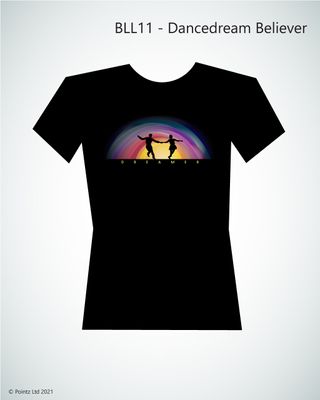 Ballroom Tshirt printed with Swing &quot;Dancedream Believer&quot; Design