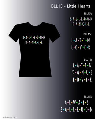 Ballroom Tshirt printed with a variety of &quot;Little Heart&quot; Designs