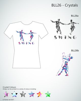 Ballroom Tshirt printed with Swing and Latin &quot;Crystals&quot; Design