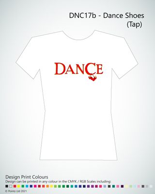 Dance Tshirt printed with &quot;Dance Shoes (Tap)&quot; design