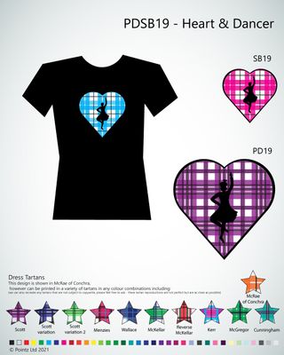 Highland Dance Tshirt printed with &quot;Heart &amp; Dancer&quot; design