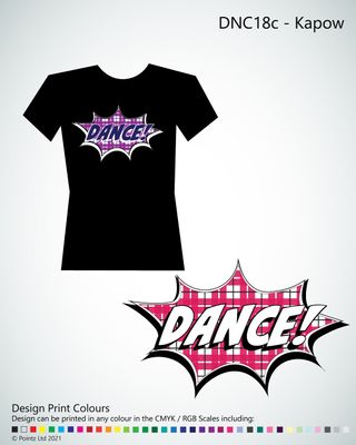 Highland Dance / Scottish Tshirt printed with &quot;Kapow (Tartan)&quot; design