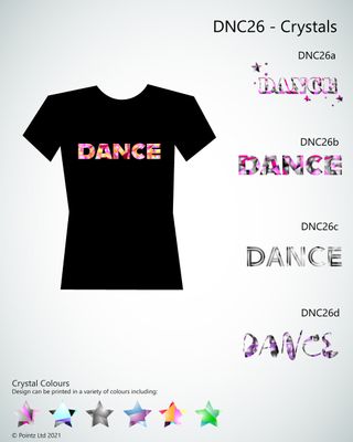 Dance Tshirt printed with &quot;Crystals&quot; Design