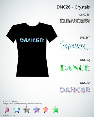 Dance Tshirt printed with &quot;Crystals&quot; Design