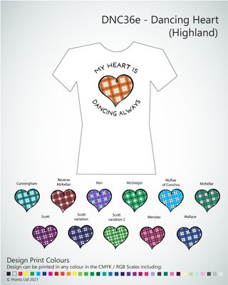 Dance Tshirt printed with &quot;Dancing Heart (Highland) design