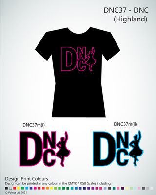 Dance Tshirt printed with &quot;DNC (Highland)&quot; design