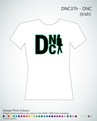 Dance Tshirt printed with &quot;DNC (Irish)&quot; design