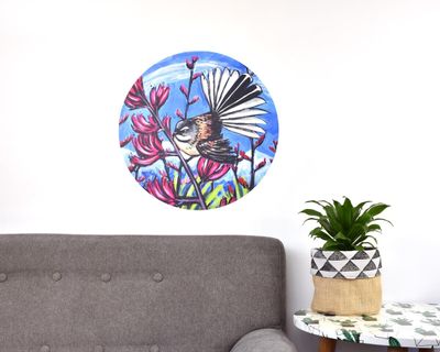 Fantail in Harakeke wall decal dot