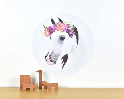 Horse wall decal with flower crown