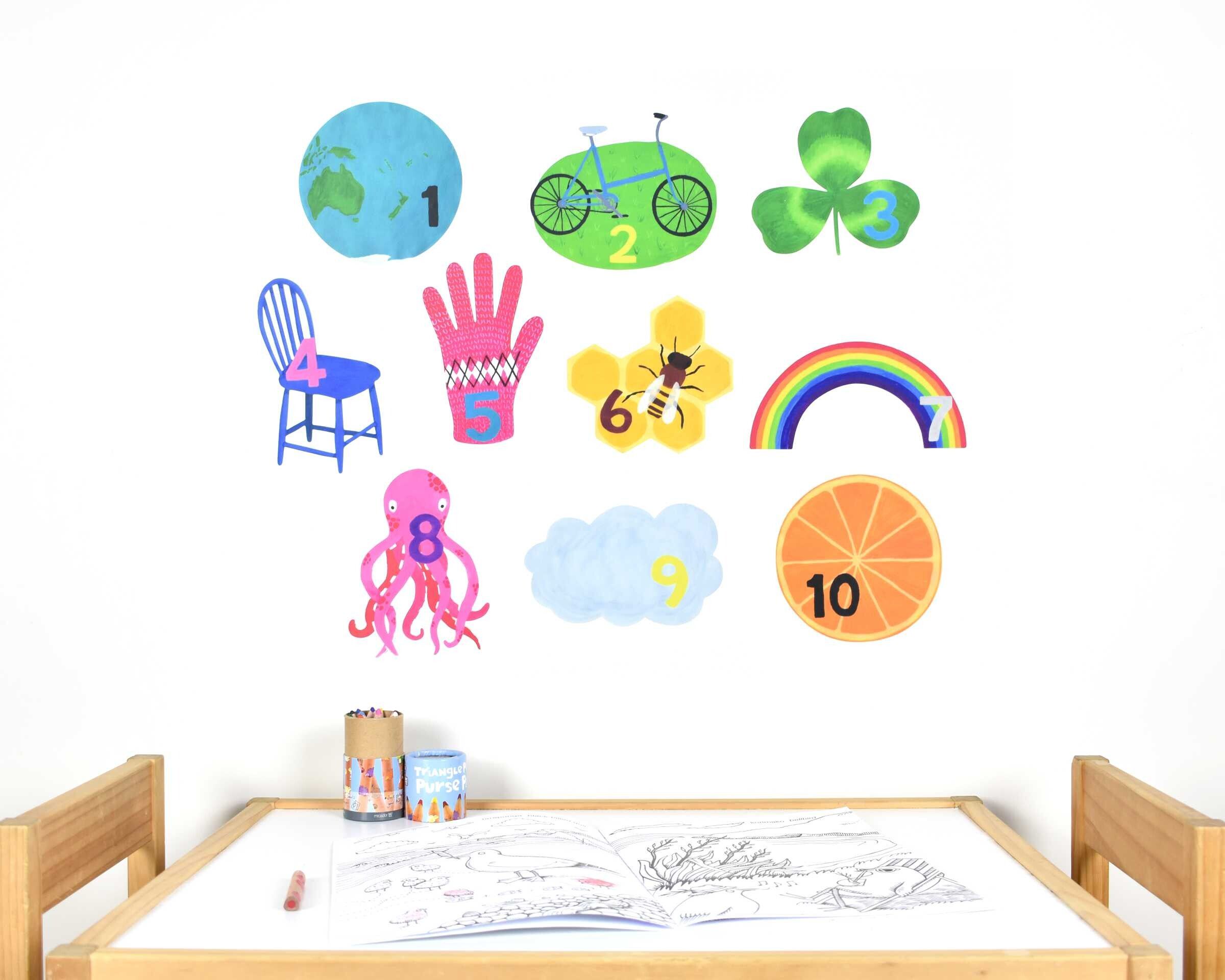 Counting number wall decals