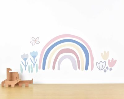 Rainbow wall sticker with flowers