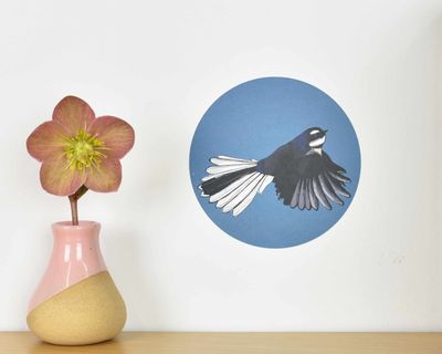 Fantail on teal wall decal dot