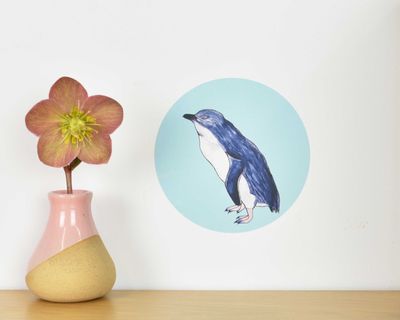 Little Blue Penguin on blue wall decal dot