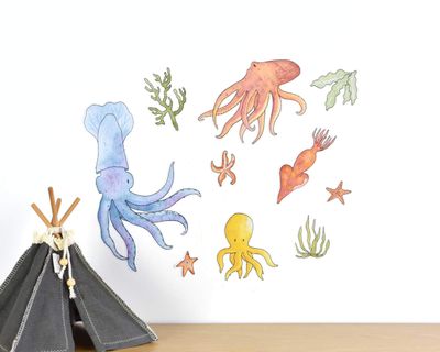 Octopus and friends wall decal