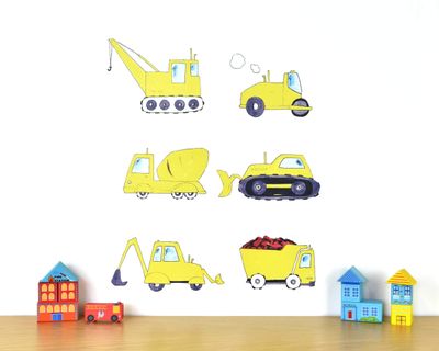 Construction vehicles wall decal