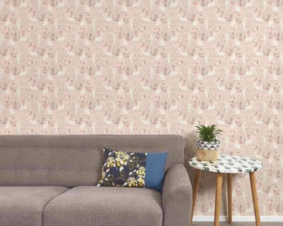 Bunny wallpaper pink - medium