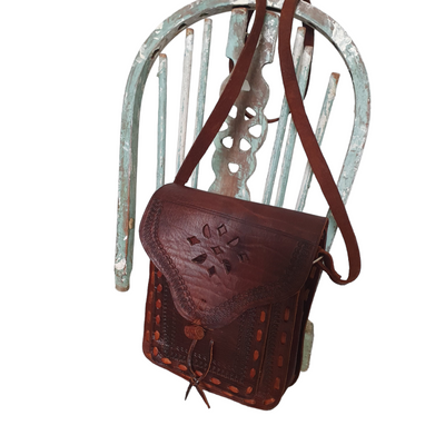 Brown Tooled Crossbody Bag