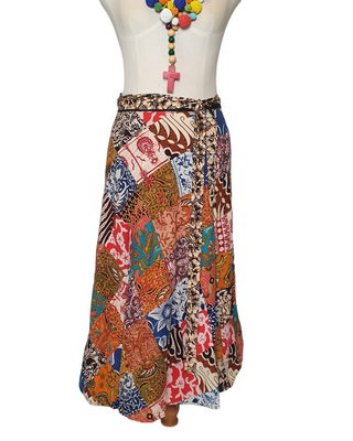 Orangey Holly Hobbie Maxi Wrap around Skirt