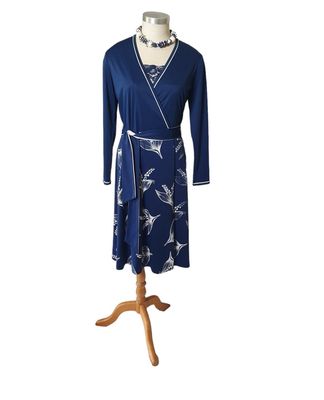 Alfred Shaheen navy blue cross over dress