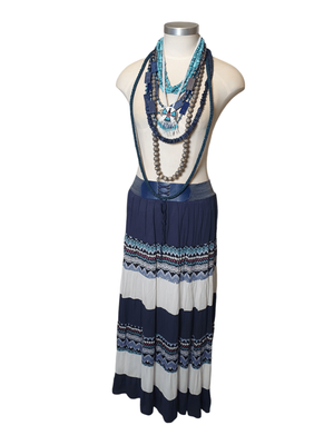 Boho blue and white maxi skirt